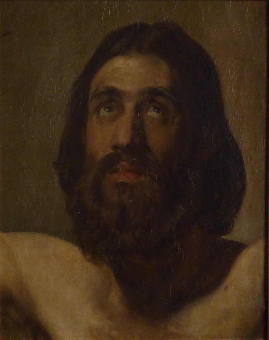 Etude académique, buste d'homme barbu, tableau, huile sur toile, attribué à F. A. Bonnet